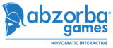 The logo of Abzorba Games Bmbh
										  business. Constists of a blue spartian
										  helmet with a hairy crest and the
										  word abzorba with the registered
										  trademark icon on the top right of the
										  last letter 'a' followed on a new line
										  by the word games right aligned. Under
										  an horizontal blue line/ruler the
										  words Novomatic Interactive.
